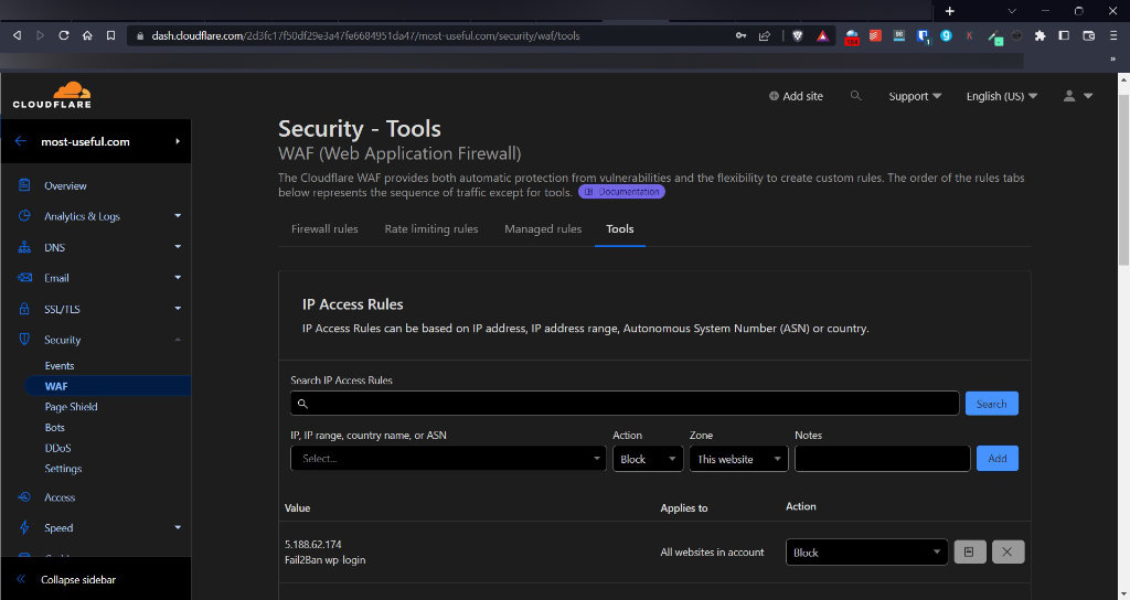 Using Fail2Ban and Cloudflare to Protect WordPress Site 6 Checking Fail2ban has blocked IP addresses on Cloudflare