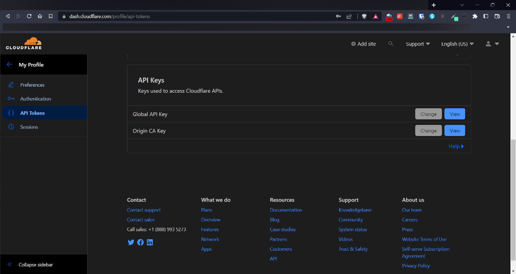 Finding your Cloudflare API Key